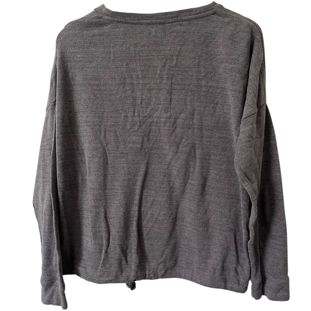 Three Dots Women’s Gray Crew Neck Pullover Sweater Tie Bottom Size Medium - Picture 2 of 4